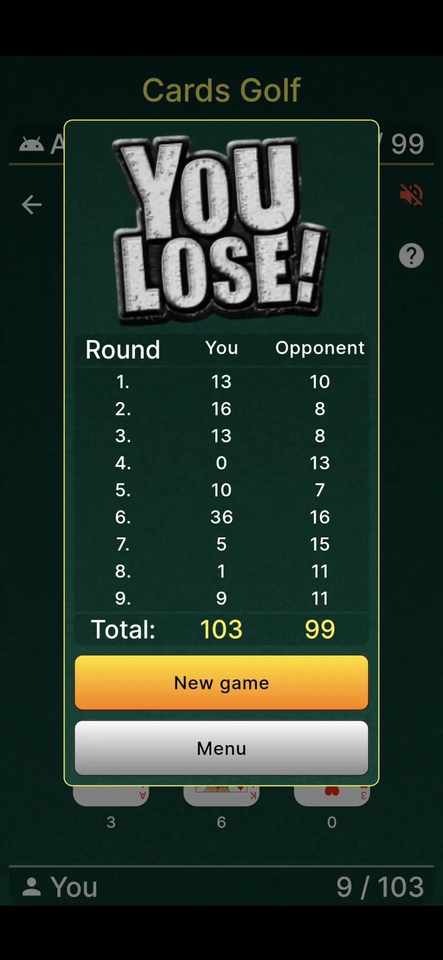 Cards Golf Screenshot 4